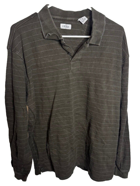IZOD Polo Shirt Men's Large Maroon Cotton Long Sleeve XL