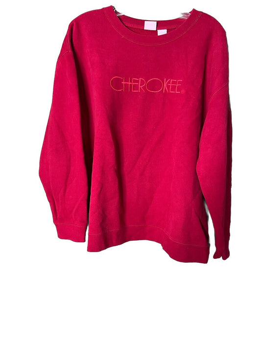 Cherokee Red Cotton Knit Pullover Sweater Men's L Soft Warm Crew Neck