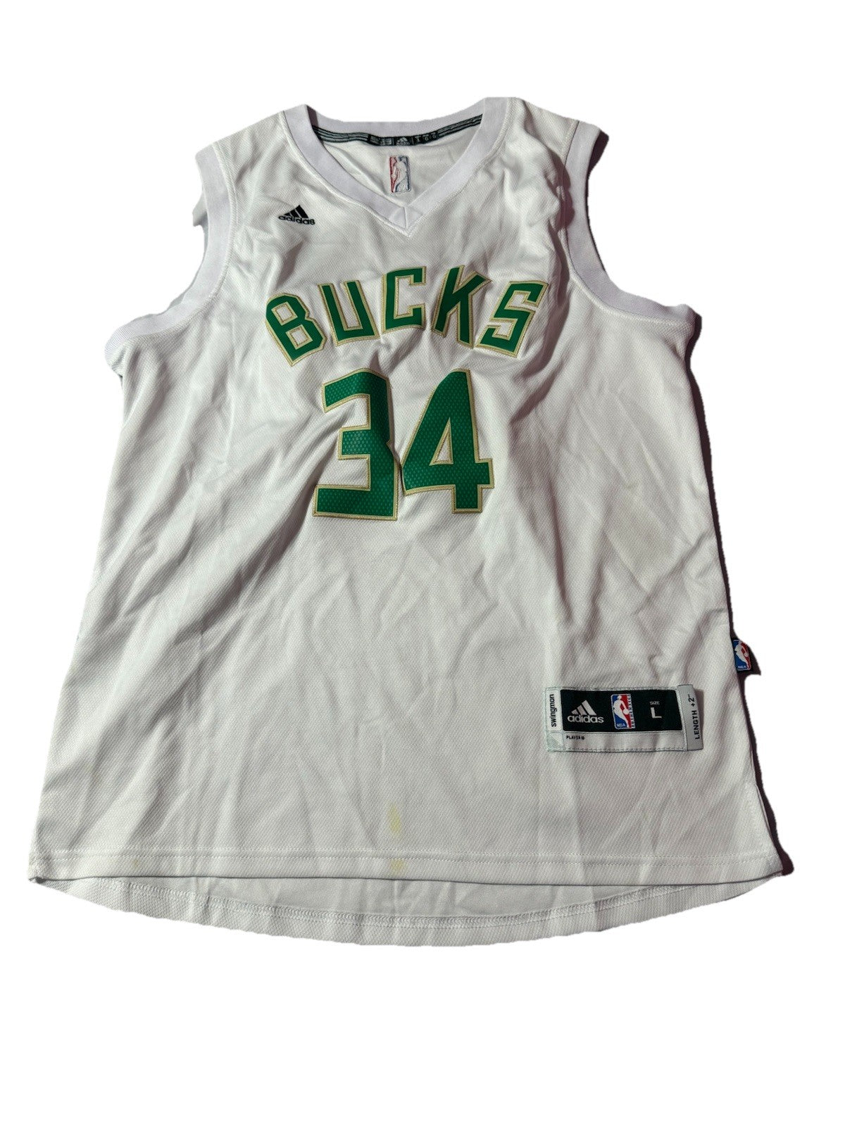 NBA Adidas Milwaukee Bucks Mens Basketball Jersey L White Giannis Antetokounmpo