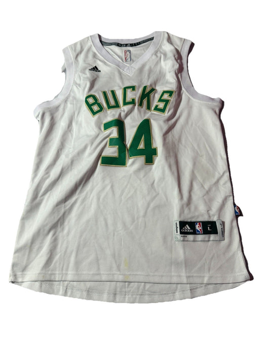 NBA Adidas Milwaukee Bucks Mens Basketball Jersey L White Giannis Antetokounmpo