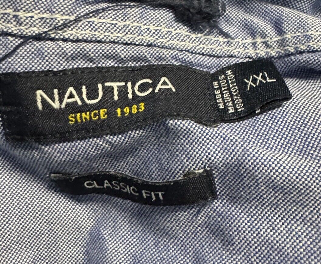 Nautica Mens Button Down Shirt Wrinkle Resistant Long Sleeve Plaid 2XL