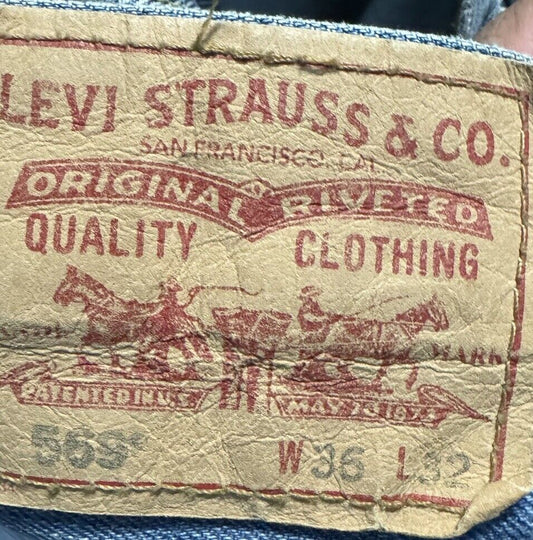 Levis 569 Jeans 36x32 Mens Blue Denim Loose Fit Straight Leg Medium Wash Pockets