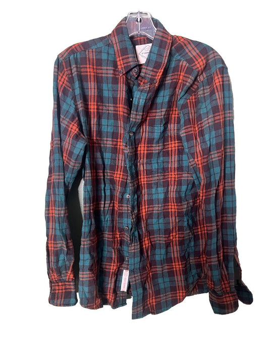 St John Bay Button Down Shirt Adult  Small Flannel Long Sleeve Plaid Men's