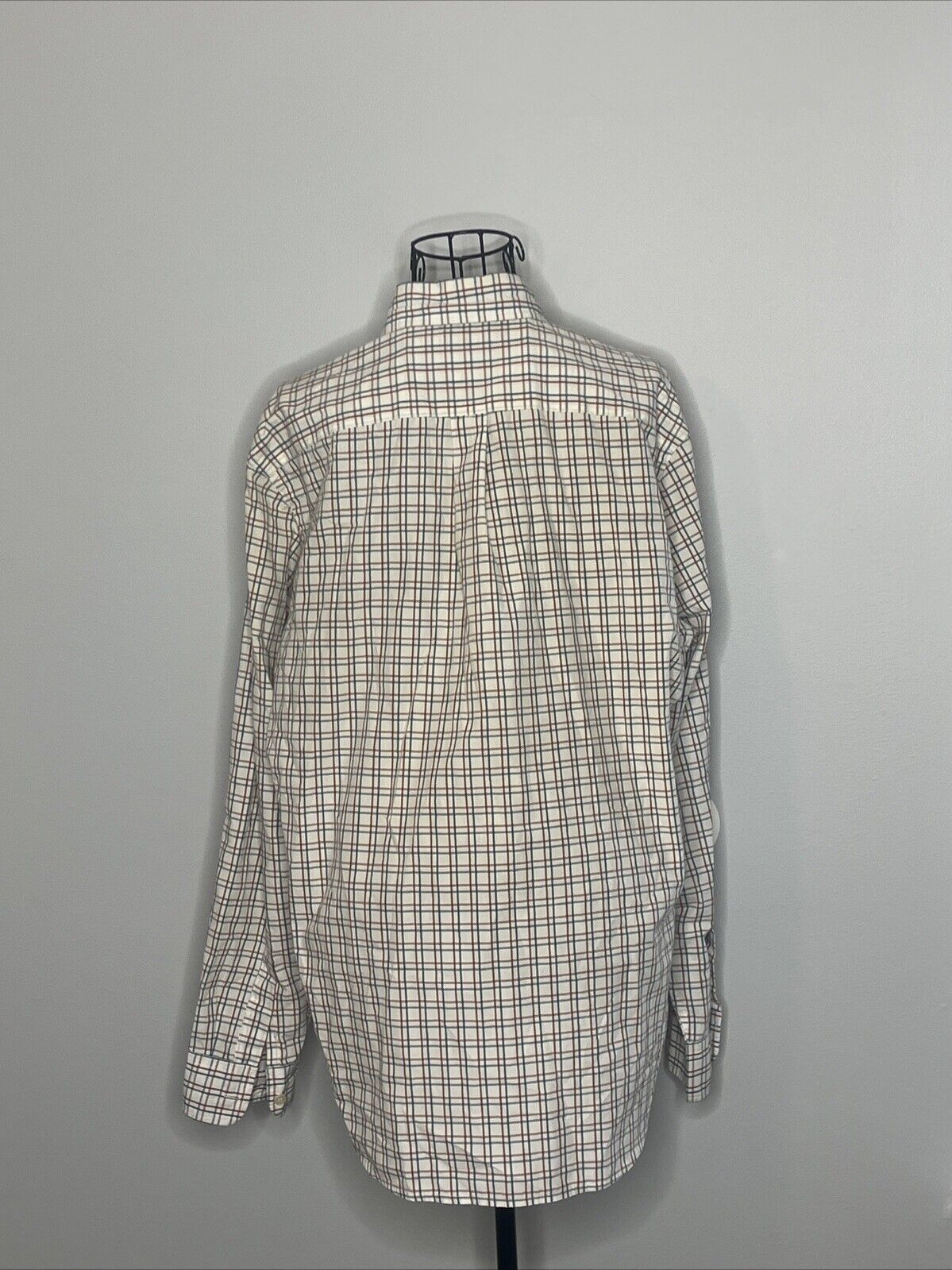 Dockers Medium  Button Up Shirt Plaid White And Blue