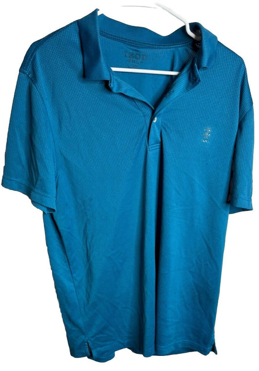 Izod Golf Mens Polo Shirt Large Polyester Short Sleeve