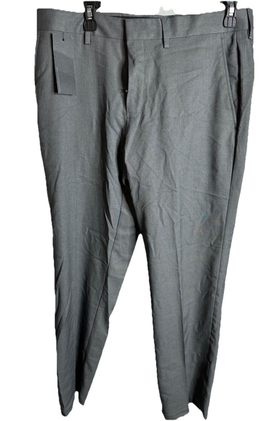 Kenneth Cole Reaction Mens Slim-Fit Gabardine Dress Pants 33 x 30 Dark Gray