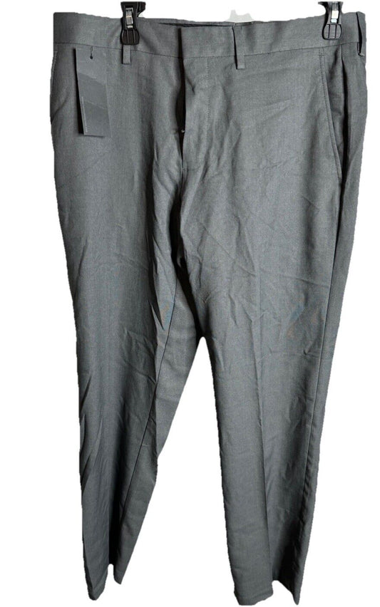 Kenneth Cole Reaction Mens Slim-Fit Gabardine Dress Pants 33 x 30 Dark Gray