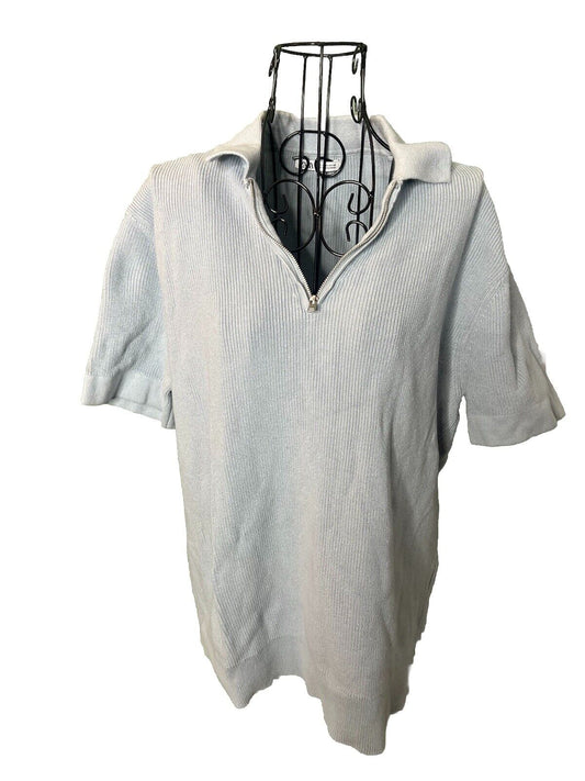 Zara Men's Polo Knit Shirt Short Sleeve Collared 3/4 Zip Size Medium