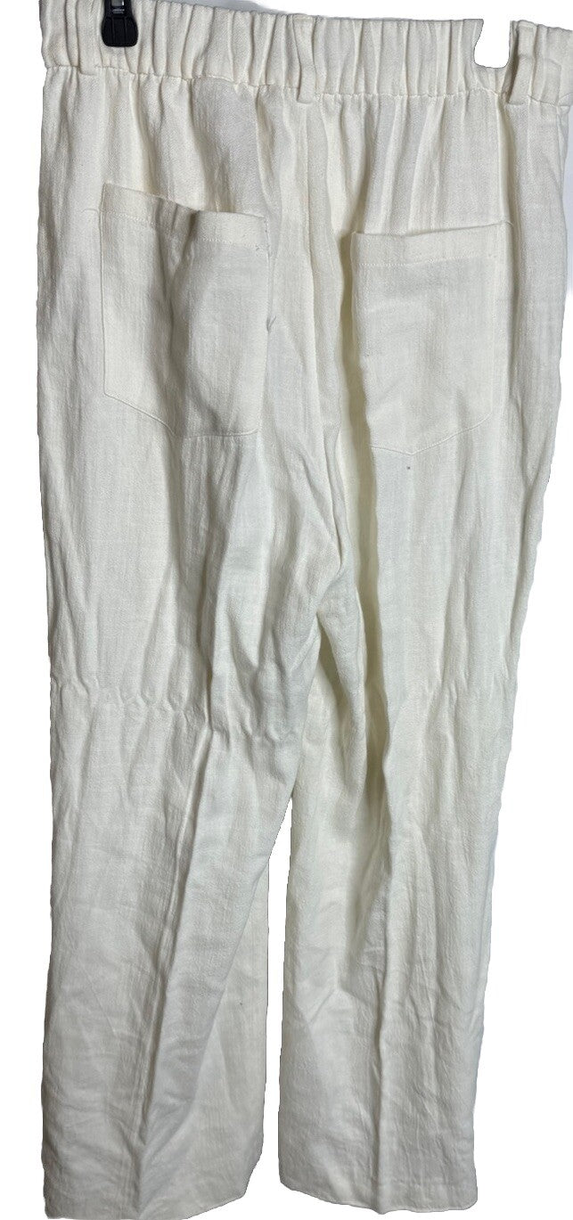 Zara Womens Wide Leg Cropped Pants Large High Rise Stretch