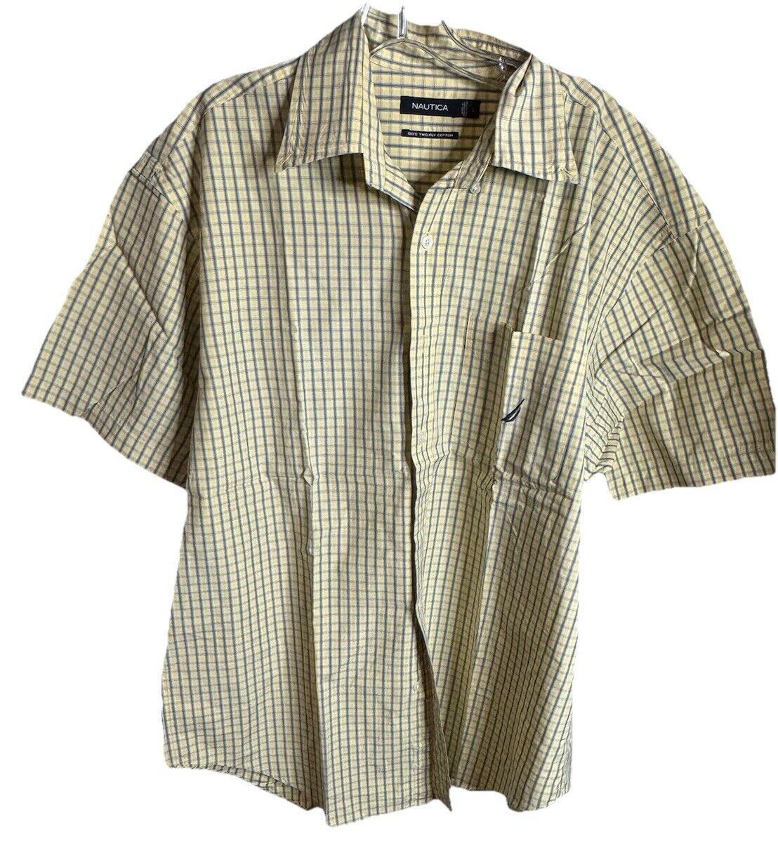 Nautica Button Down Shirt Mens Large Casual Short Sleeve Checks Cotton