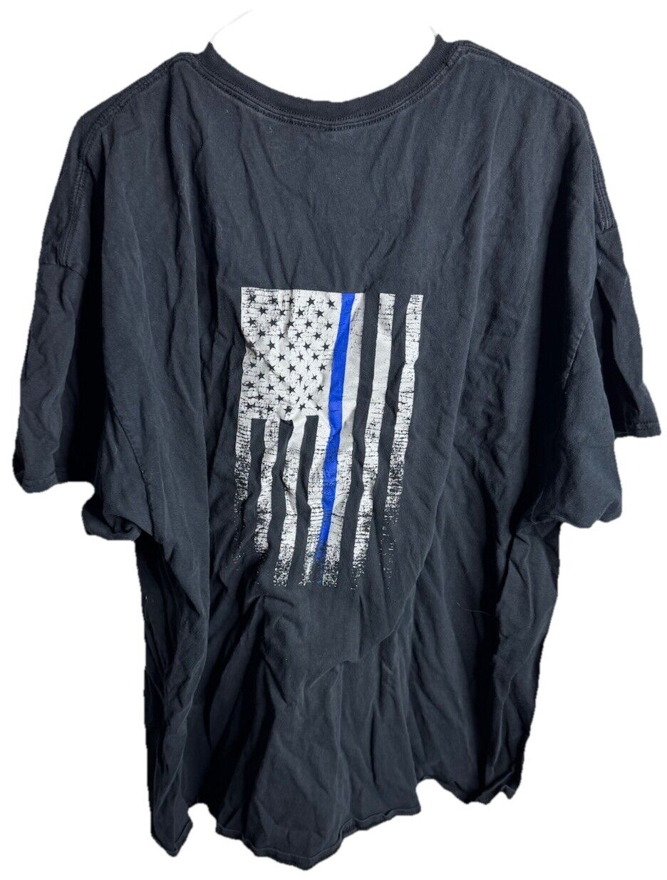 Police T-shirt USA Police Flag Blue Line US Flag American Tee shirt 3XL