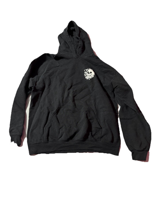 Black Skull Hoodie Medium Floral Leaves