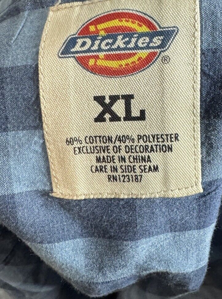 Men's Dickies Blue Short Sleeve Button Up Work Shirt W/ Pockets Size XL
