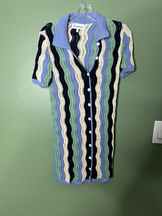 Heartloom Sweater Dress Womens XS Short Sleeve V Neck Knit Peachy