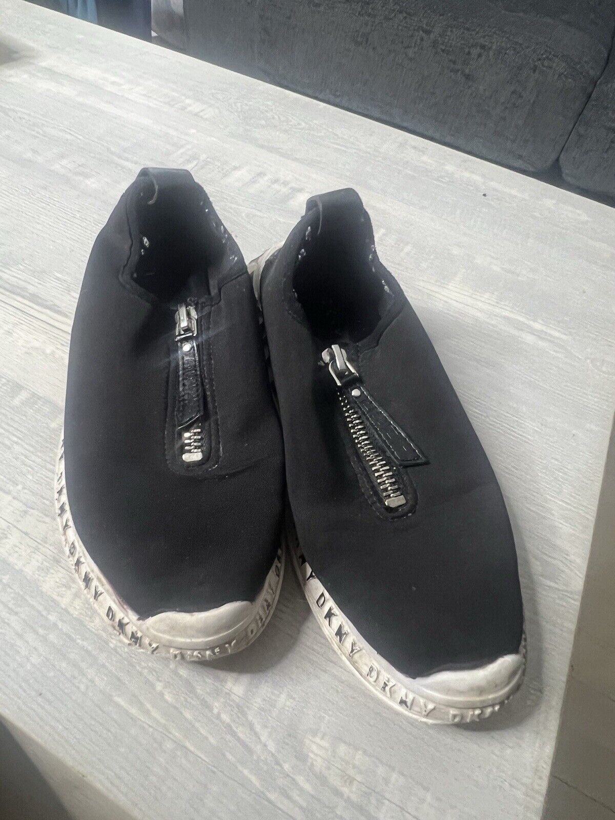 DKNY White Bling Zipper Sneakers Size 7,