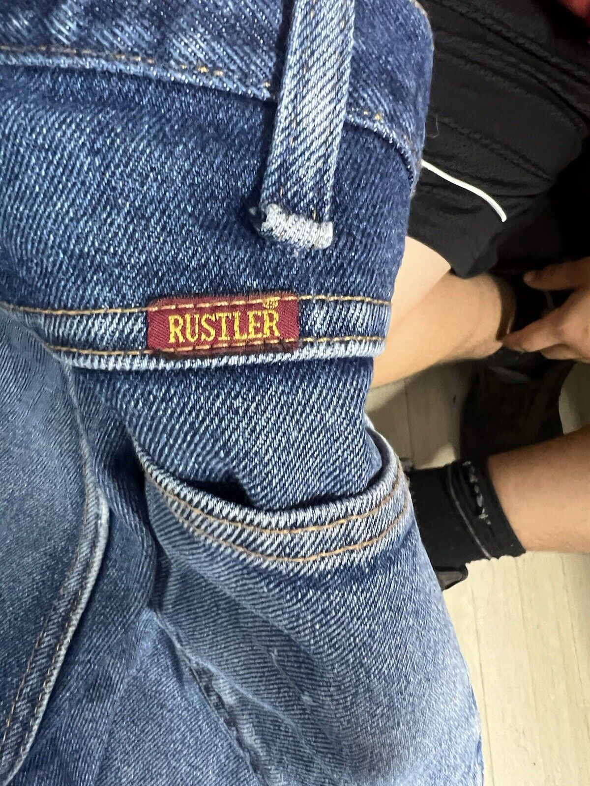 Rustler Jeans Mens Blue Regular Straight American Workwear Tag 34x30