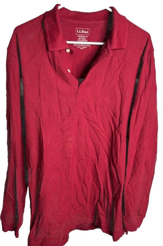 Men's L.L. BEAN Long Sleeve Polo Shirt Size medium tall
