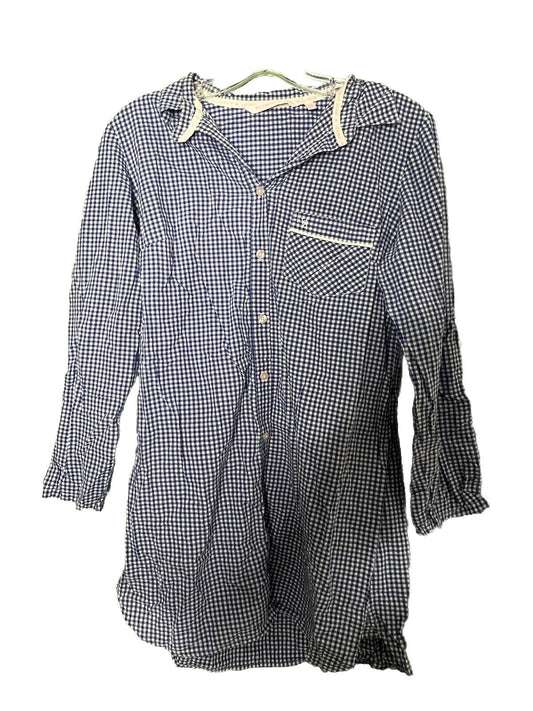 Victorias Secret Womens Button Front Shirt Blue Stripe Long Sleeve Pocket Medium