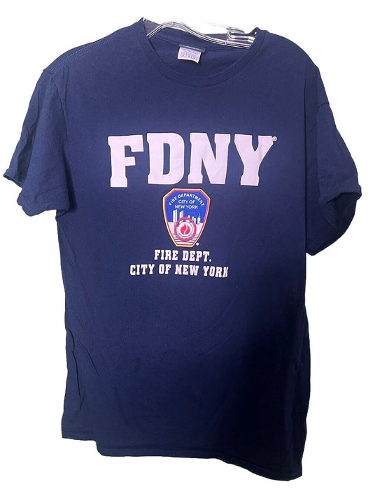 Official Men's FDNY T-Shirt : Navy Blue Fire Dept New York Shirt Size Medium