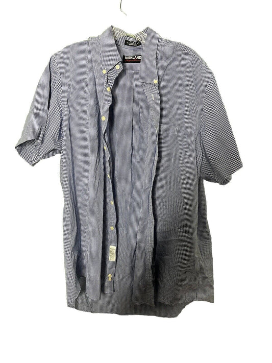 Kirkland Signature Men’s Traditional Fit Dress Shirt, Blue Plaid 2XL