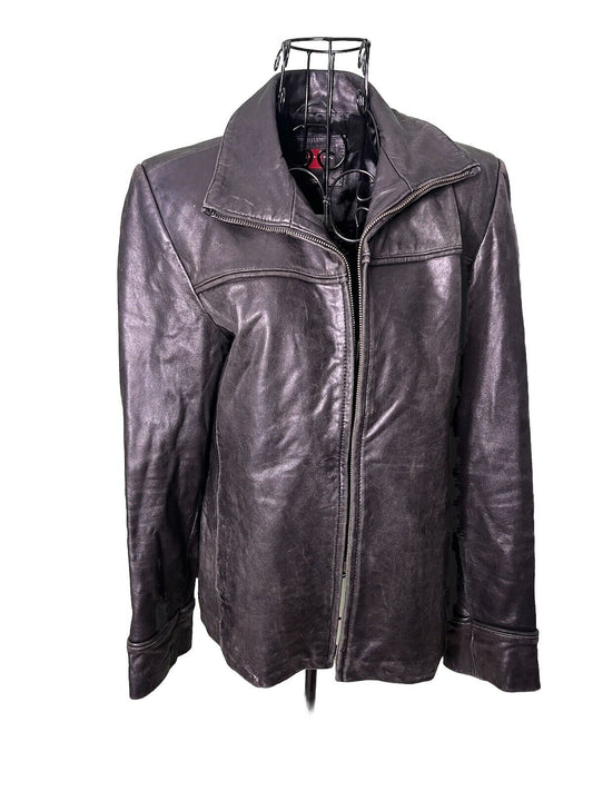 Leather Gallery Front Zipper Jacket Ladies Women Small/ Some Wear And Tear