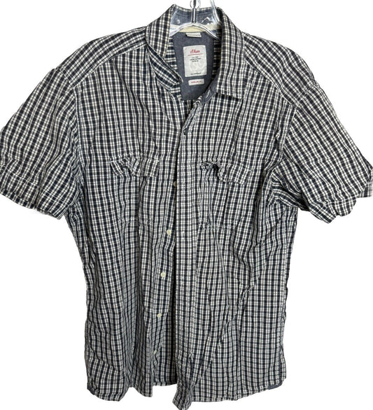 S.Oliver Men's Shirt Size Medium Patterned Short Sleeve Button Up