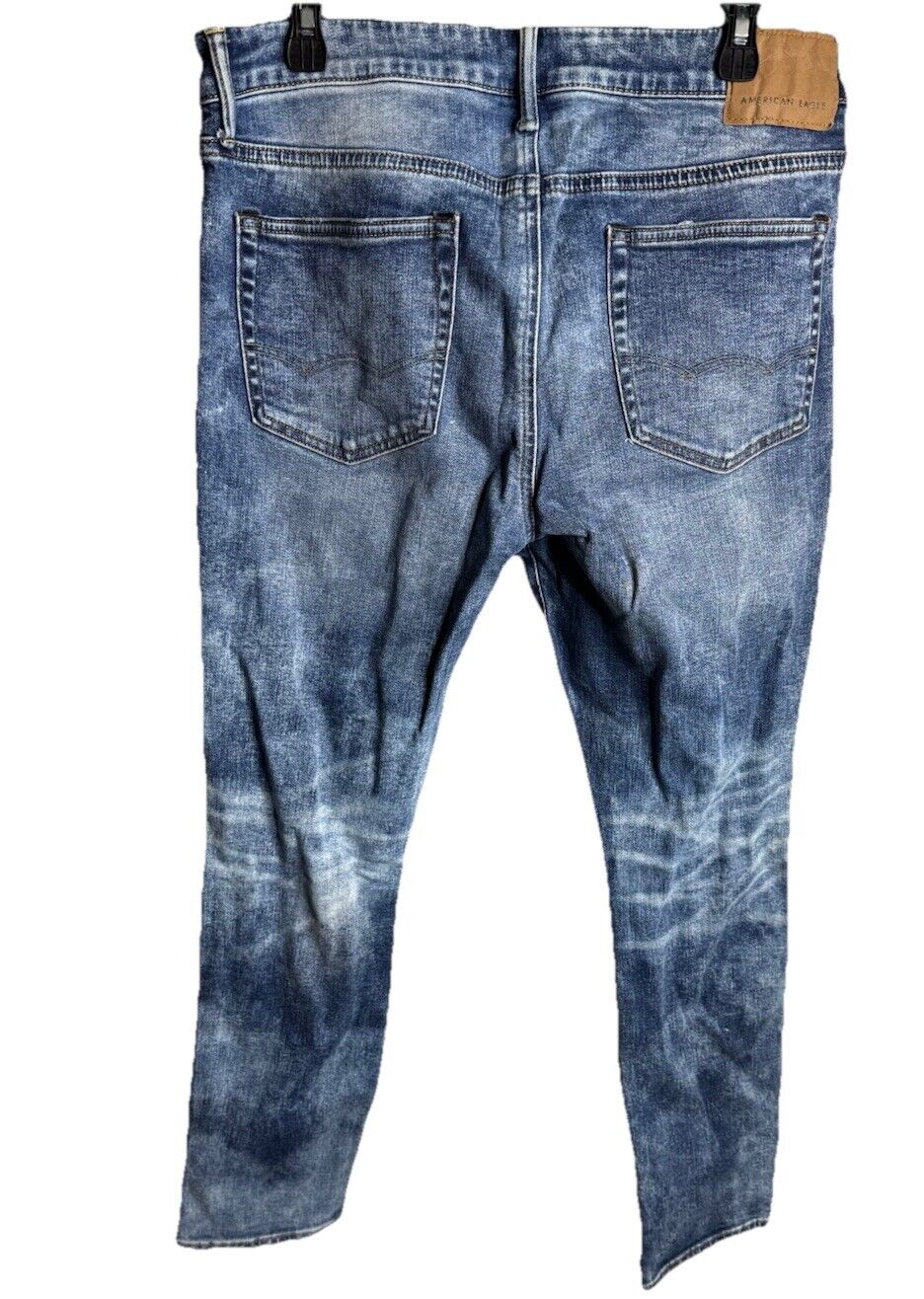Men's American Eagle Original Straight Stretch Blue Jeans Measured Size 34x30