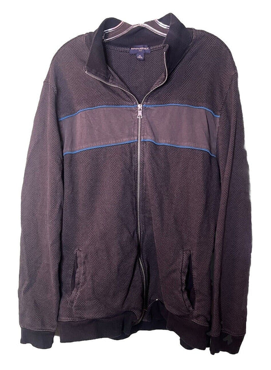 Banana Republic Sweater Jacket Mens 2XL Herringbone Bomber Full Zip