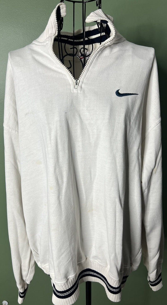 Nike Fleece Large Pullover Sweater 3/4 Zip Nike/ Some Stains As Pointed Out