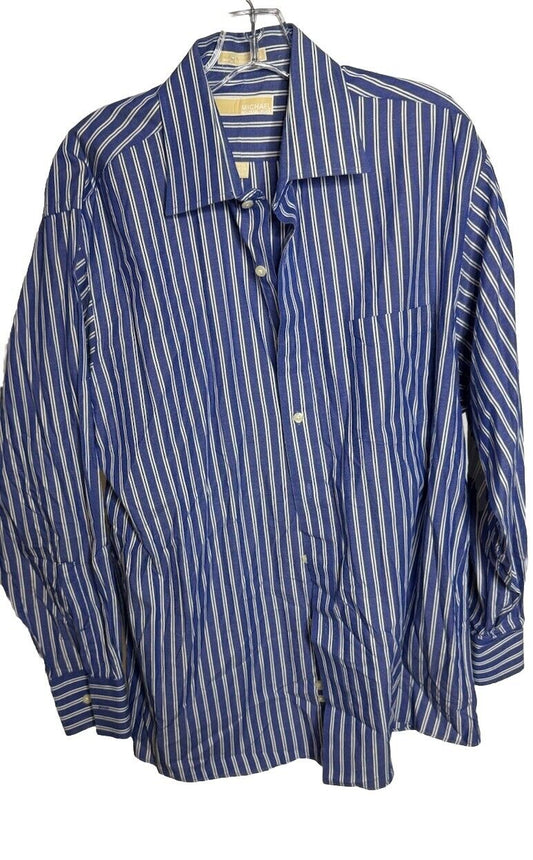 Michael Kors Men’s Button Up Long Sleeve Collared Shirt Size 17.5 34/35