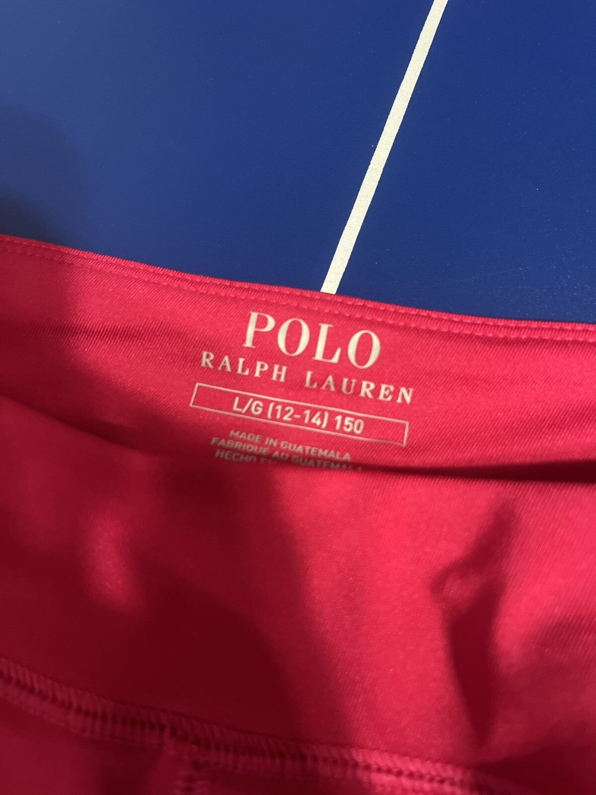 POLO RALPH LAUREN Girls Large 12-14 pink blue white Stretch Bike Shorts nwt