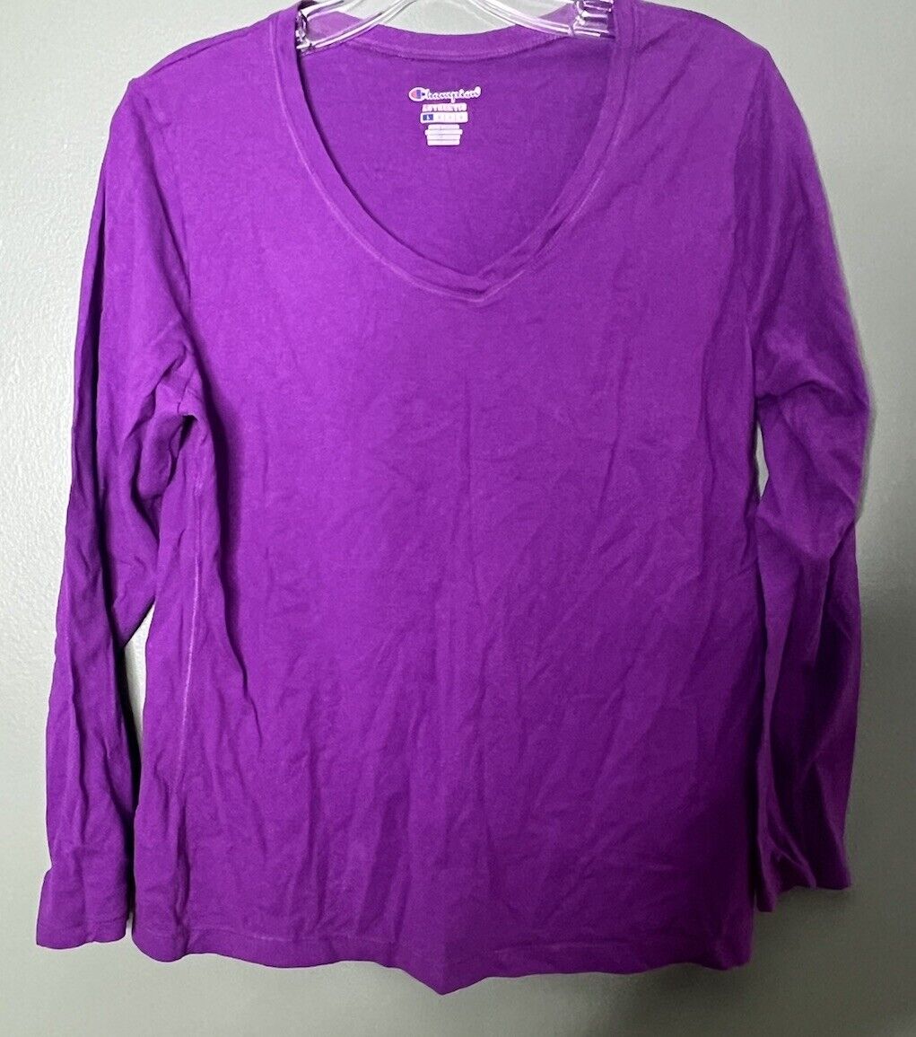 Champion Women's V-neck Tee T-shirt Long Sleeve