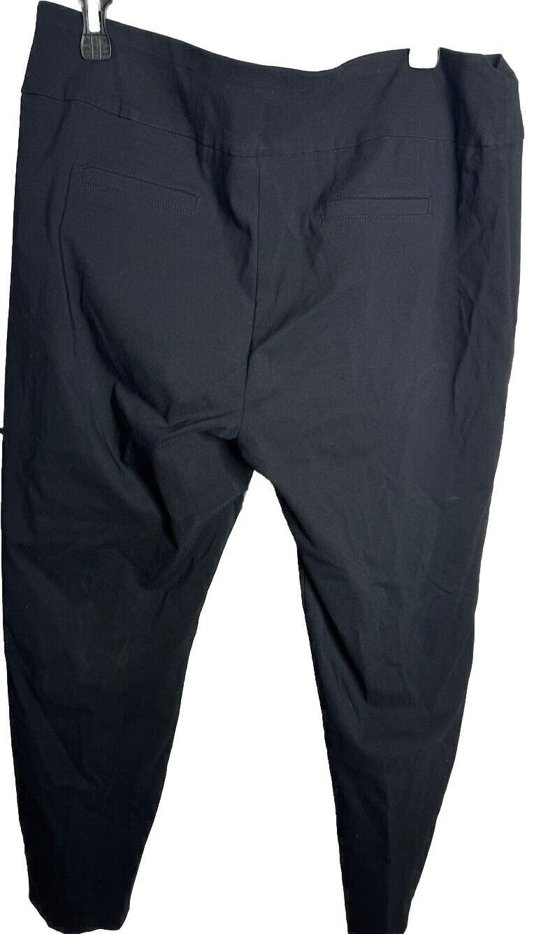Zac & Rachel Womens Pants Trouser Crop Black Slash Pocket Flat Front 14