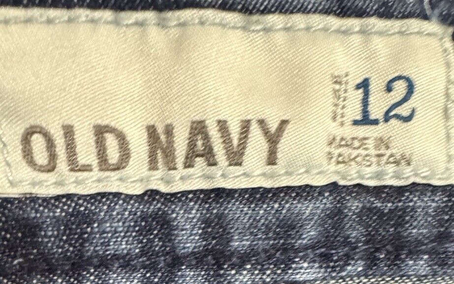 OLD NAVY Women’s High Rise Denim Skirt Secret Slim Pockets Raw Hem Size 12