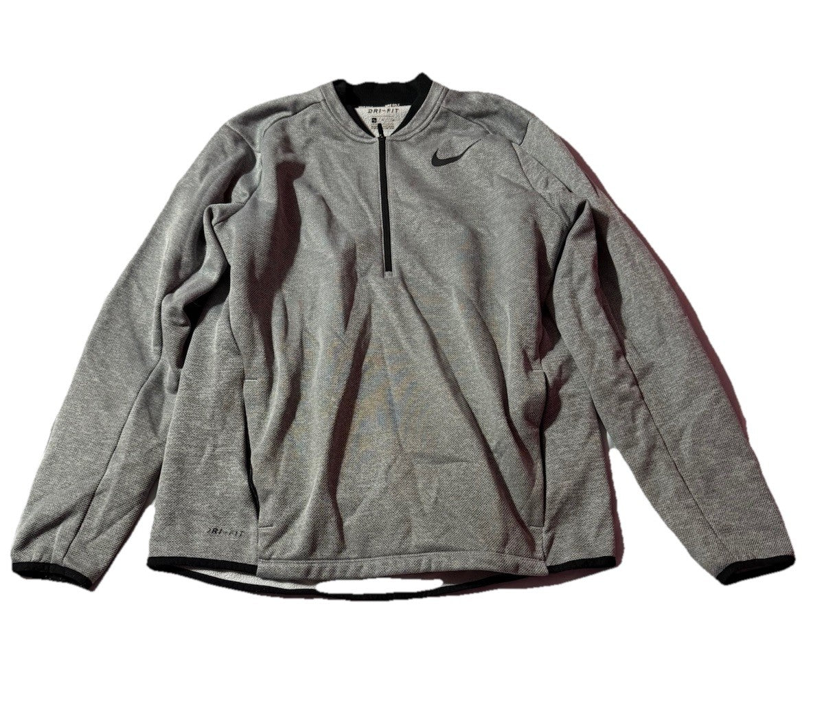 Men’s Nike Dri Fit Therma Half Zip Gray Pullover Sweatshirt Size Medium Gray