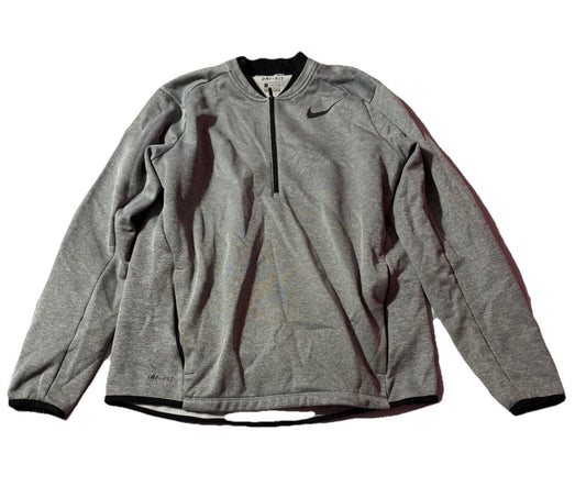 Men’s Nike Dri Fit Therma Half Zip Gray Pullover Sweatshirt Size Medium Gray