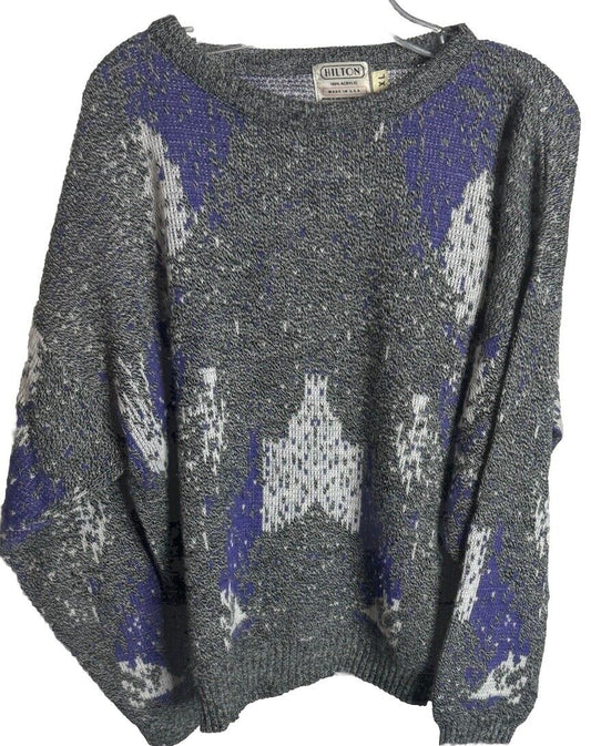 Vintage Men's Sweater Hilton Acrylic USA Size XL Geometric Pattern