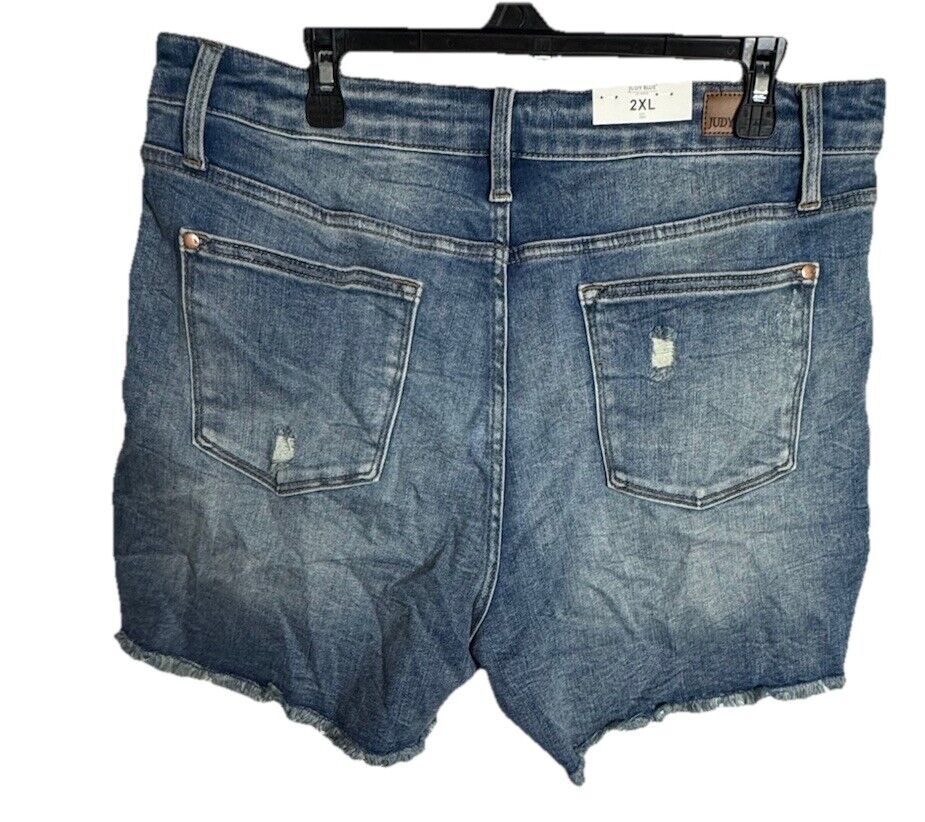 Judy Blue Denim Shorts Size 2XL Stretch Midi Distressed
