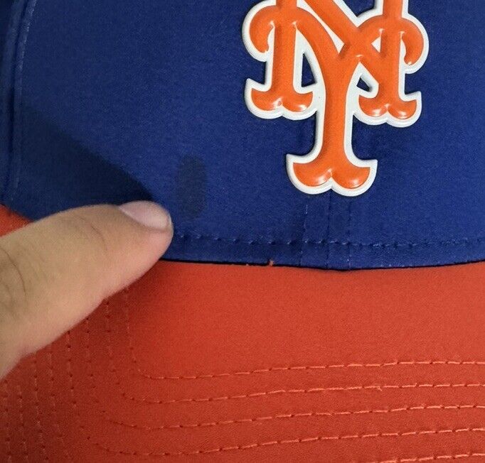 New York Mets Hat Mens Small/Medium New Era Blue Logo Fitted MLB Baseball Cap