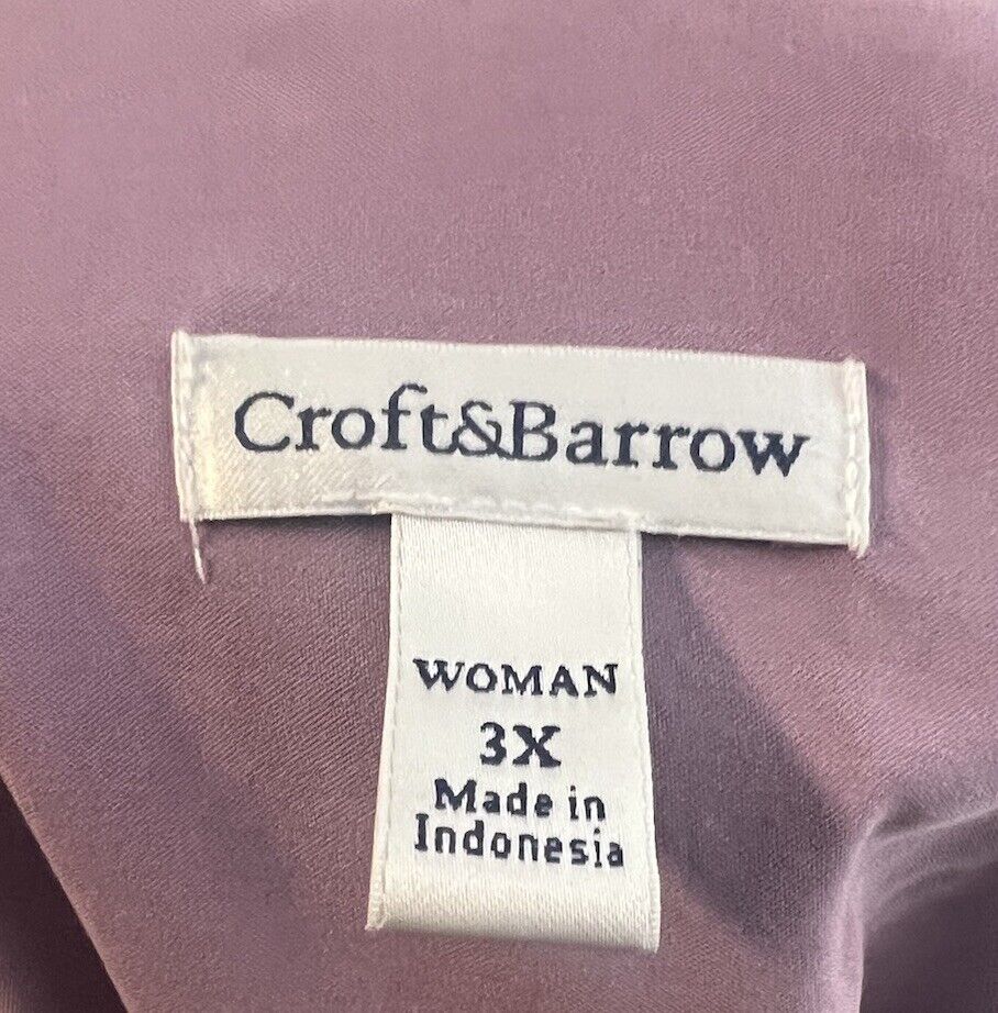 Croft&Barrow Button Sleeve Shirt Top Plus Womens Sz3X