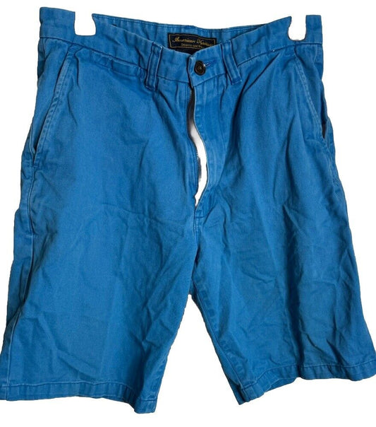 American Heritage Dawson and Brooks Men's 32 Flat Front Shorts Blue