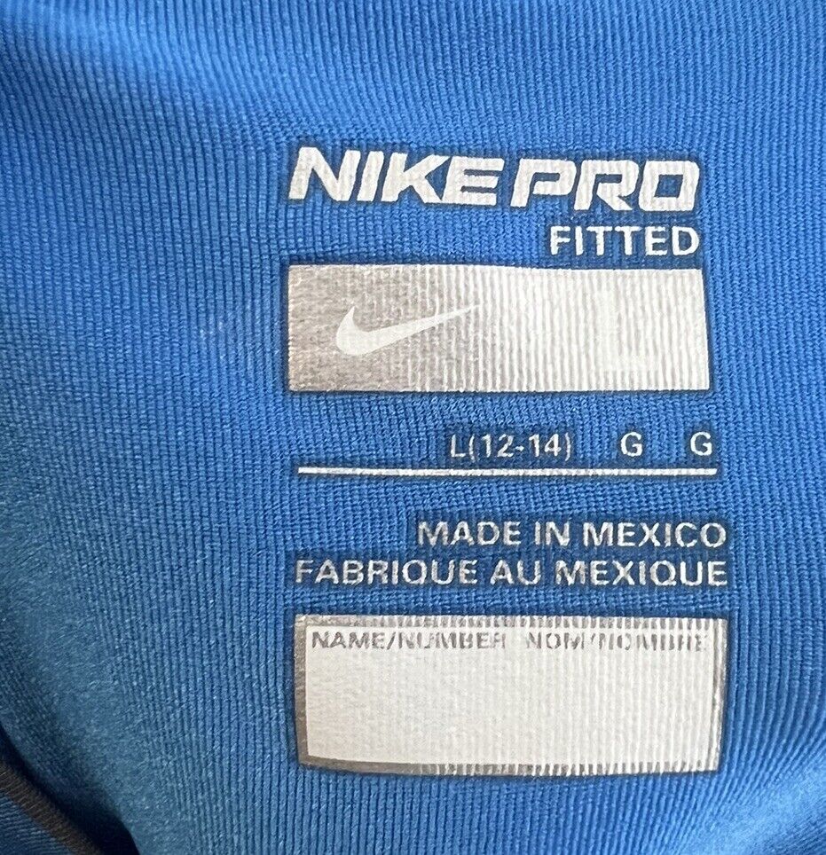 Nike Pro MINT Base Layer Shirt Boys Large 12-14 Blue Long Sleeve