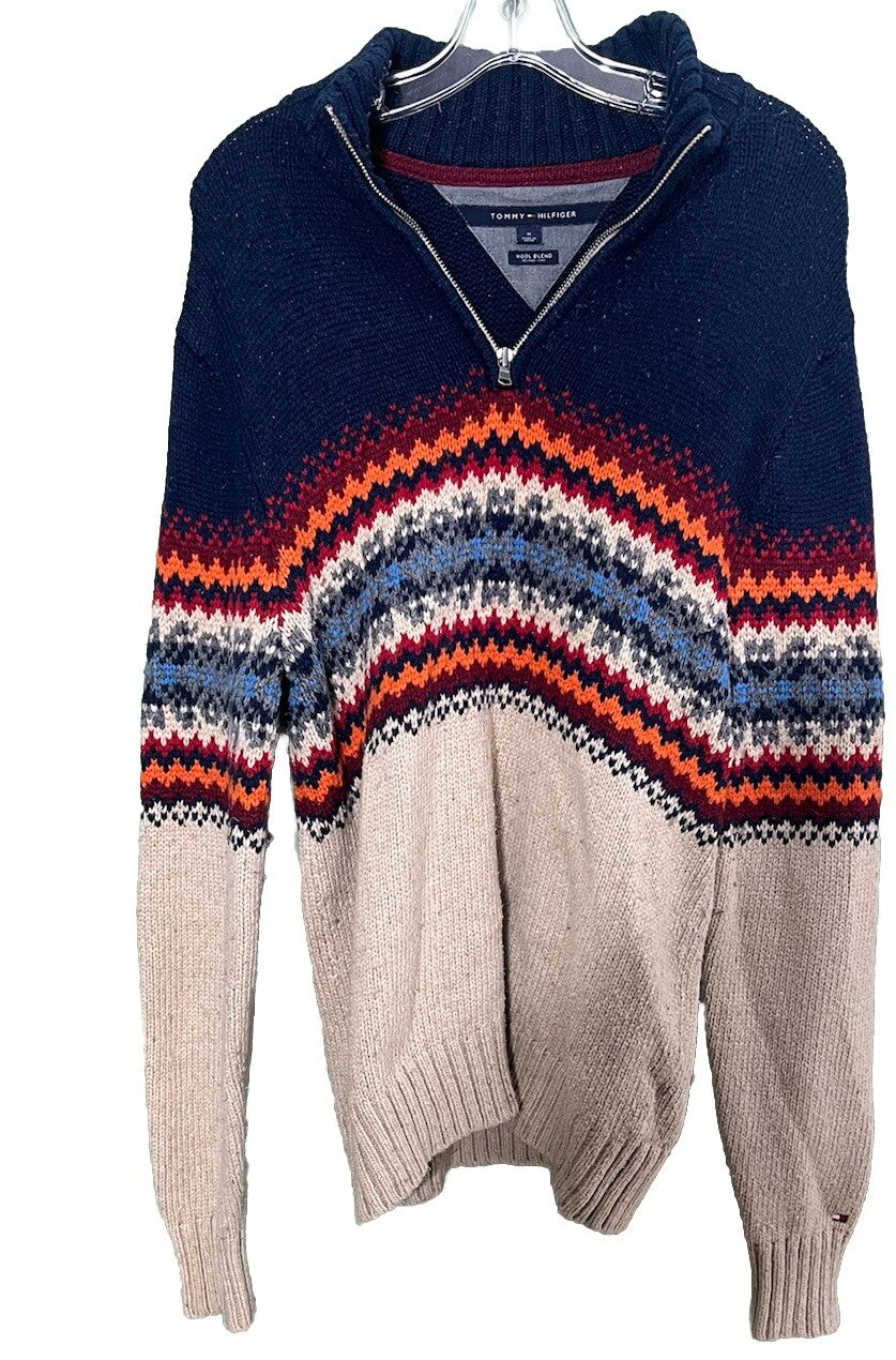 Tommy Hilfiger Men V-neck Sweater Size Medium Long Sleeve