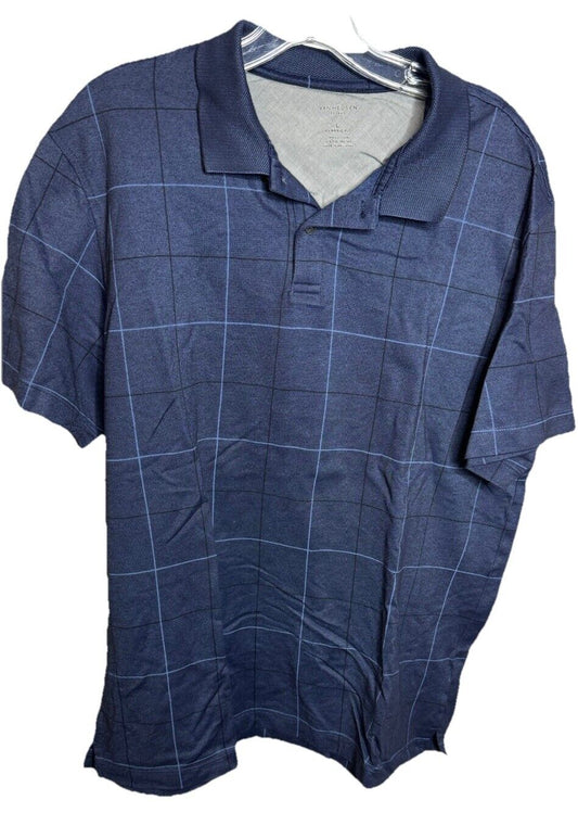 Mens L Blue Van Husen Short Sleeve Polo