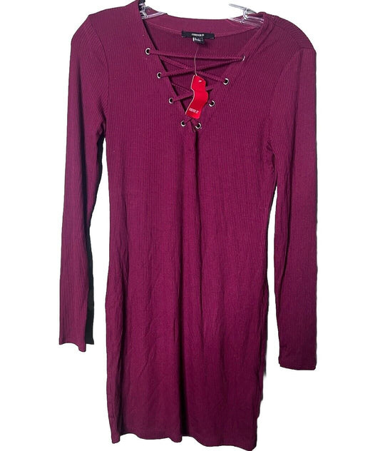 Forever 21 Women's Cherry Mini Wrap V-neck Black Dress  - Size Small  NWT