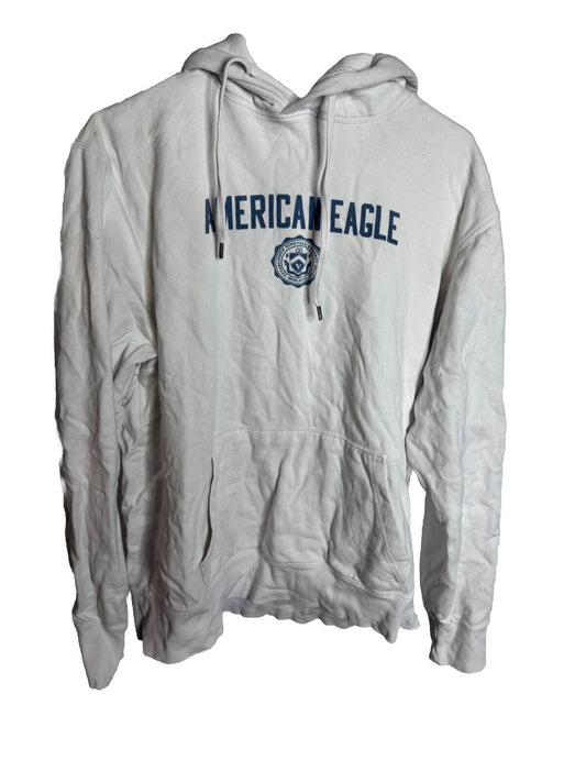 American Eagle Pullover Hoodie Large Mens Gray AE Logo Classic Fit Retro Preppy