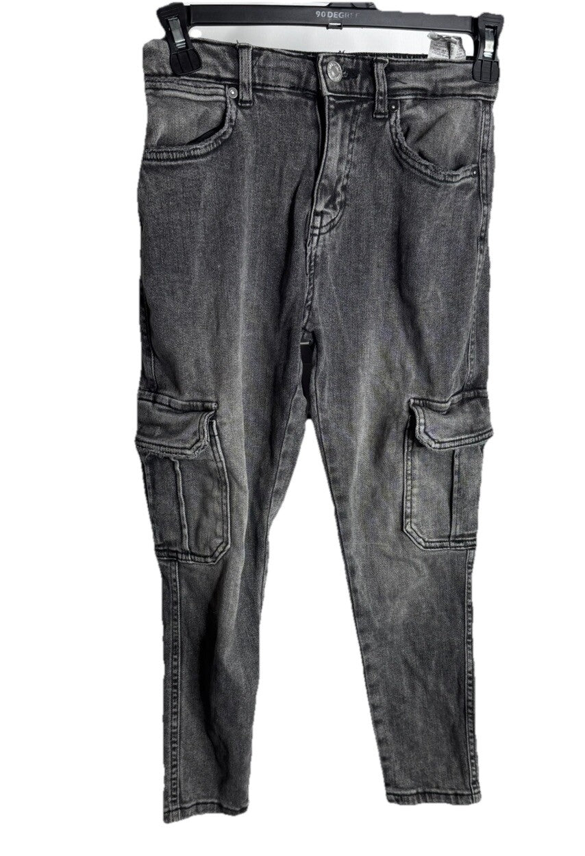 ZARA Kids Girls Stretch Jeans Denim Pants Skinny Sz 9 Charcoal Adjustable Waist