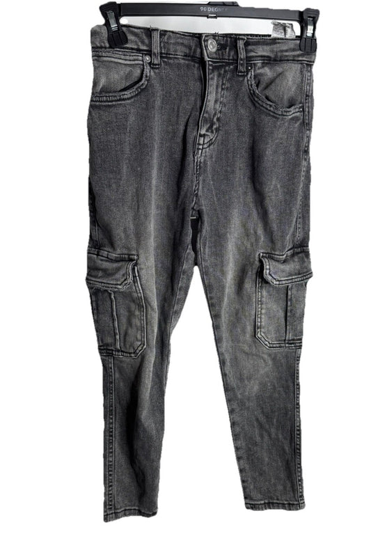 ZARA Kids Girls Stretch Jeans Denim Pants Skinny Sz 9 Charcoal Adjustable Waist