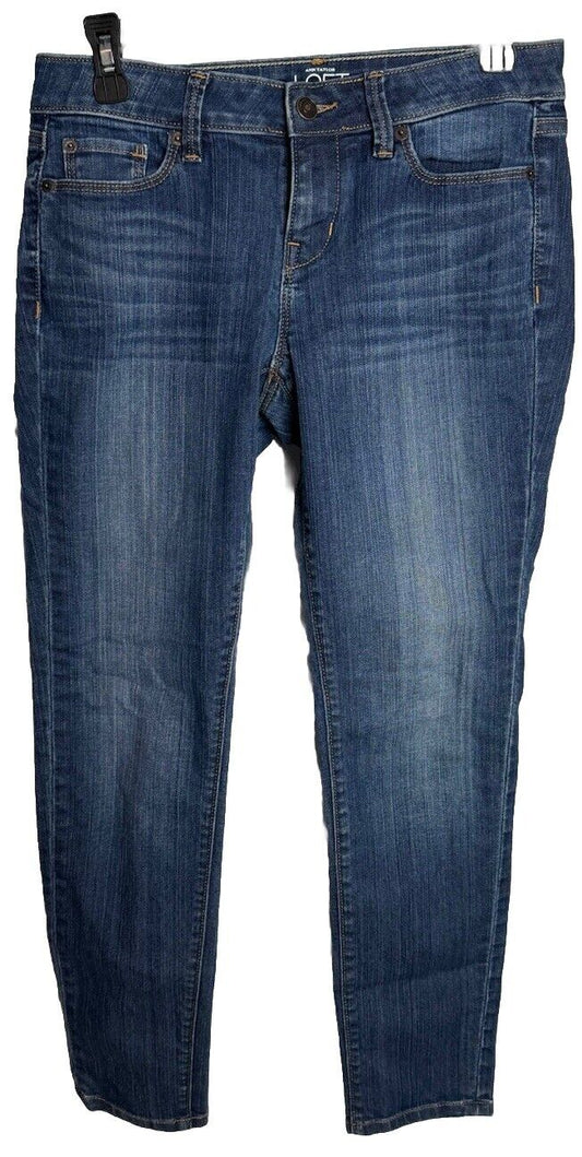 Ann Taylor Loft Womens Jeans 4P Petite Blue Modern Skinny Mid Rise Dark Denim
