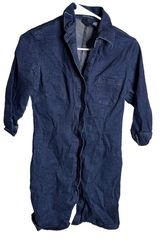 Women’s Gap Denim Jean Shirt Dress Womens 4 Long 3/4 Sleeve Shirt Fit&Flare